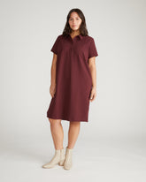 Varsity French Terry Polo Dress - Black Cherry