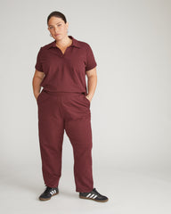 Varsity French Terry Pull On Pants - Black Cherry