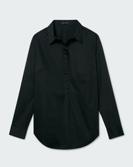 Elbe Popover Stretch Poplin Shirt Petite Fit - Black