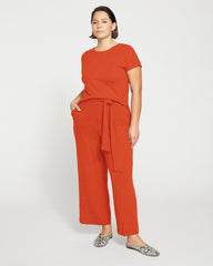 TravelKnit Wide Leg Pants - Warm Russet