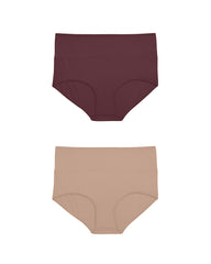 UltimateS 2-Pack Full Coverage High Rise Brief - Cassis/Peach