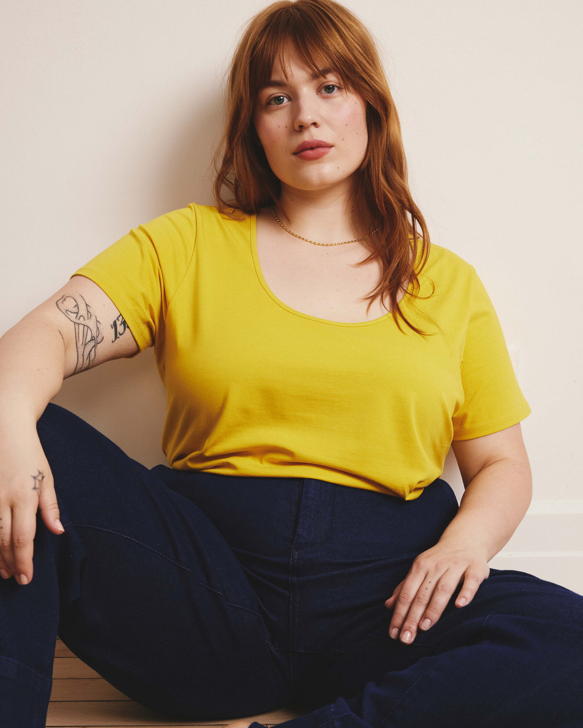 Scoop Neck Tee - Yellow