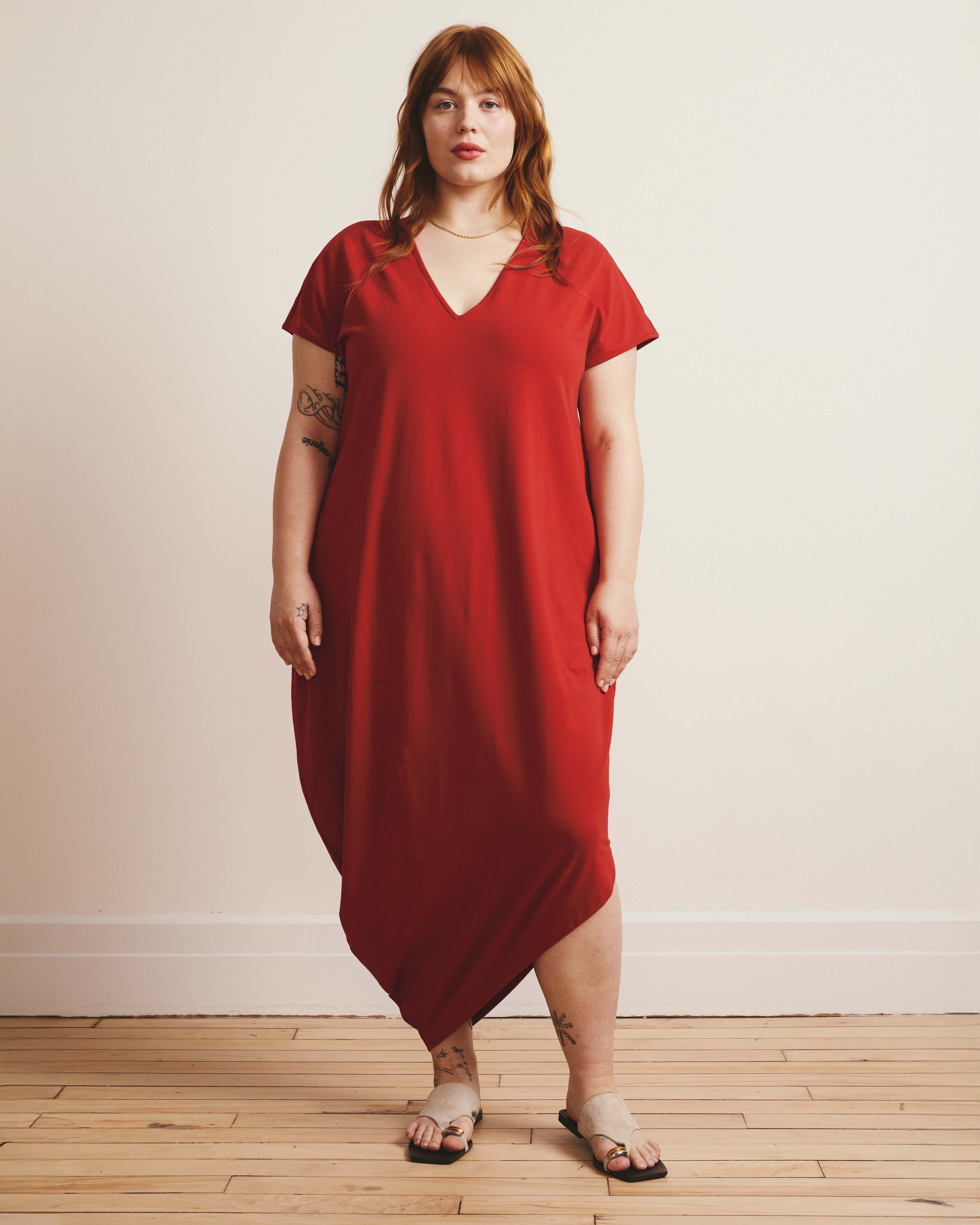 Iconic Geneva V-Neck Dress - Ruby Red