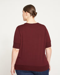 Aimee Liquid Jersey Rib Hem Tee - Black Cherry