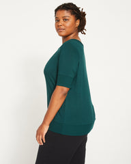 Aimee Liquid Jersey Rib Hem Tee - Forest Green