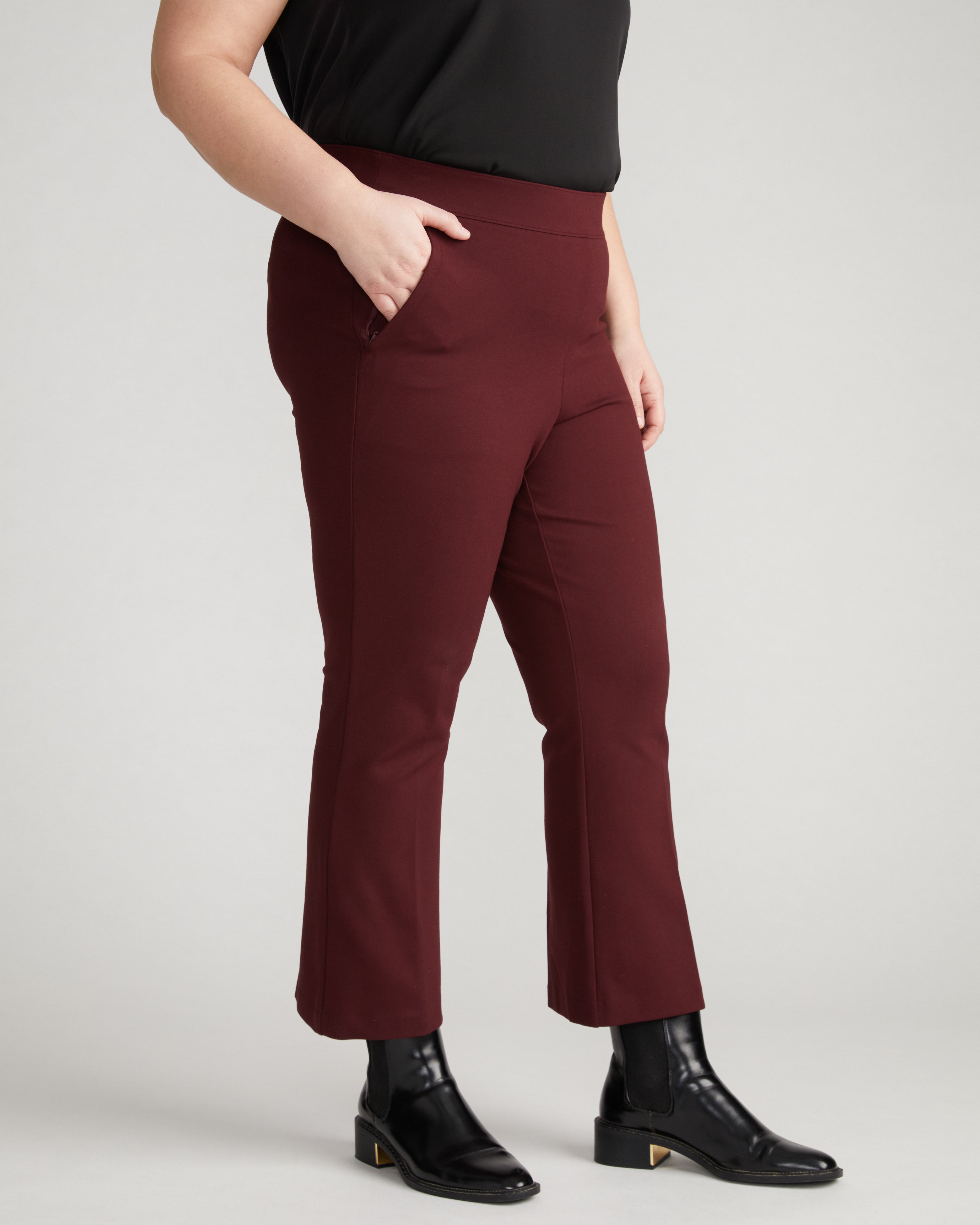 Prestige Ponte Flared Pants - Black Cherry