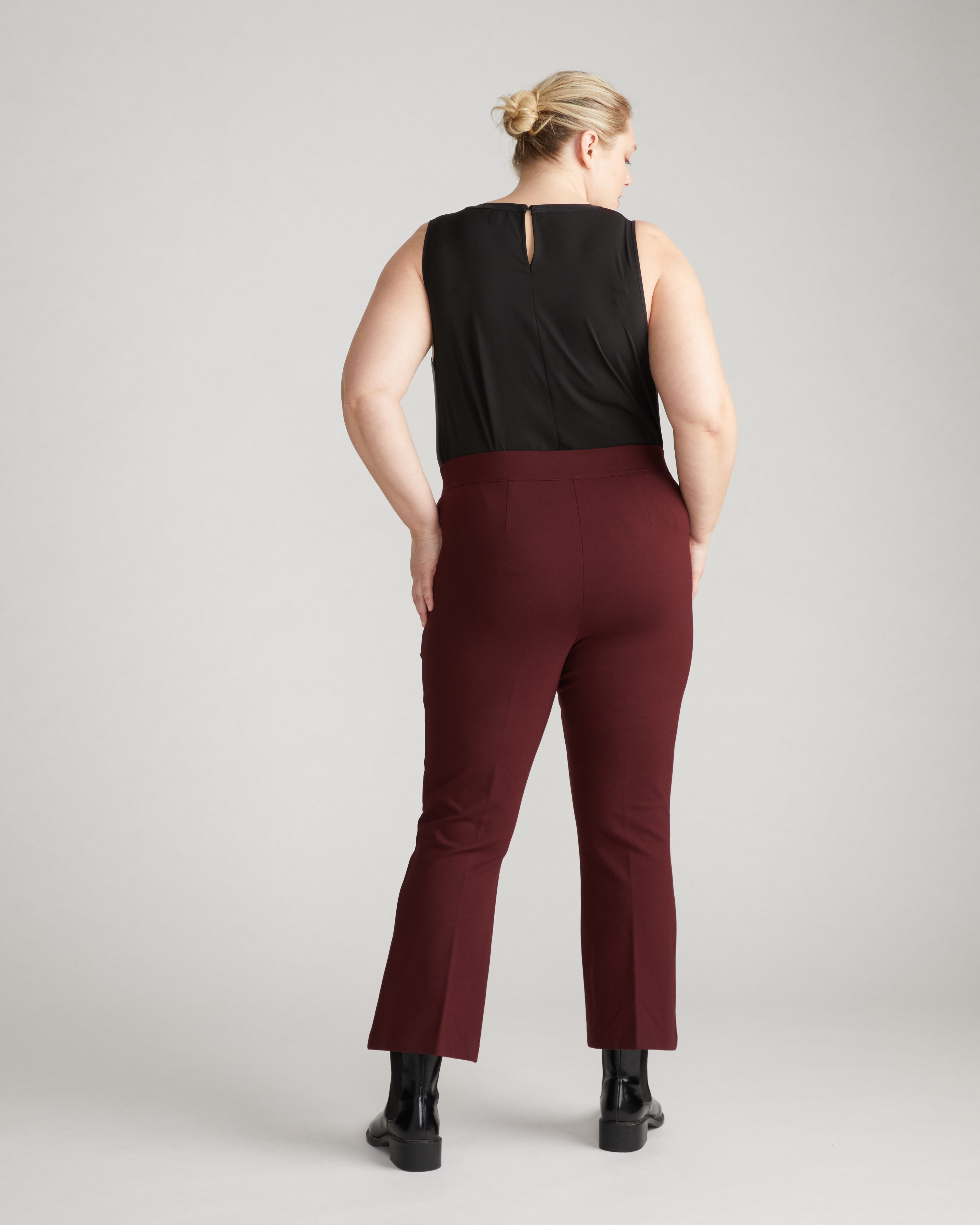 Prestige Ponte Flared Pants - Black Cherry