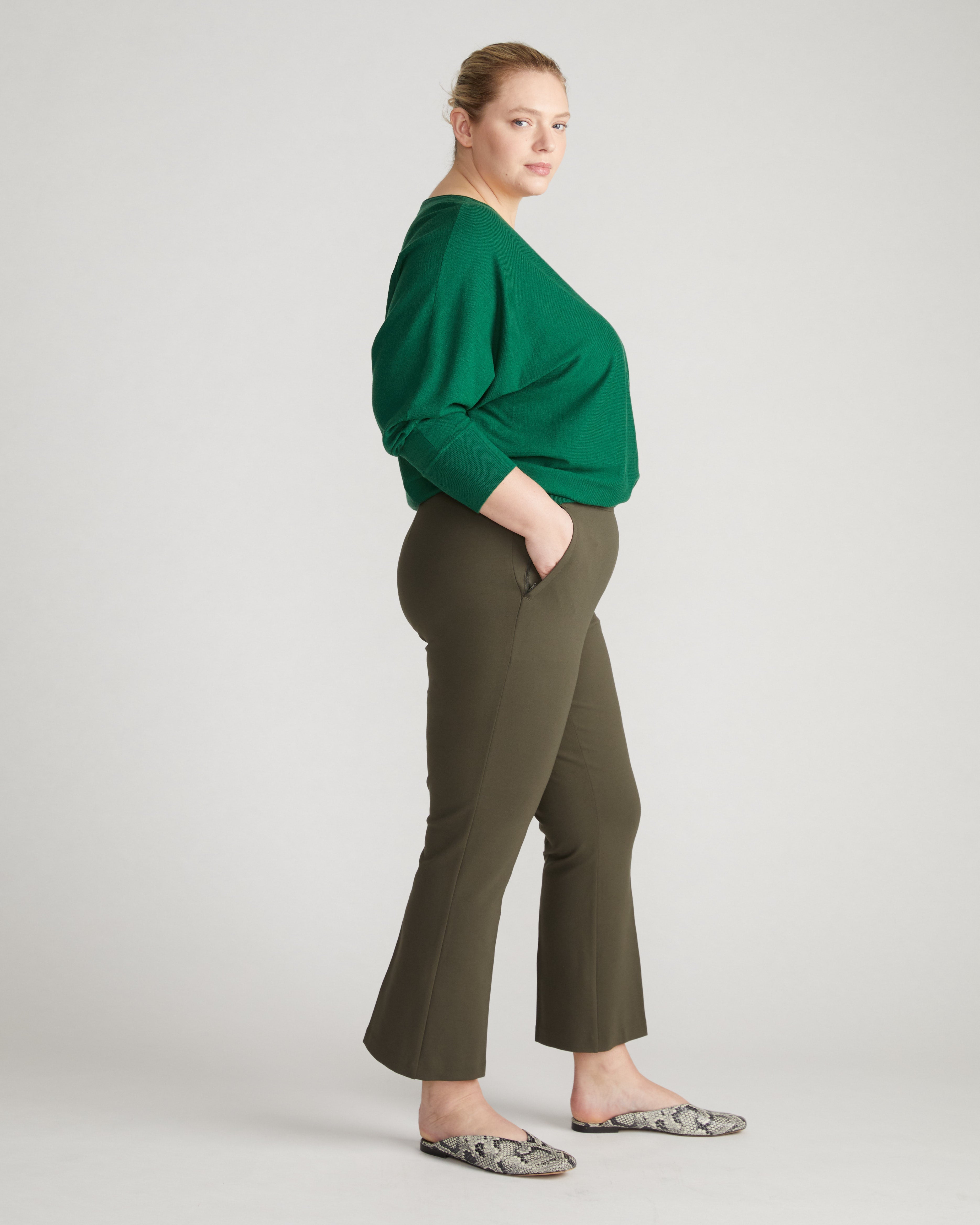 Prestige Ponte Flared Pants - Nori