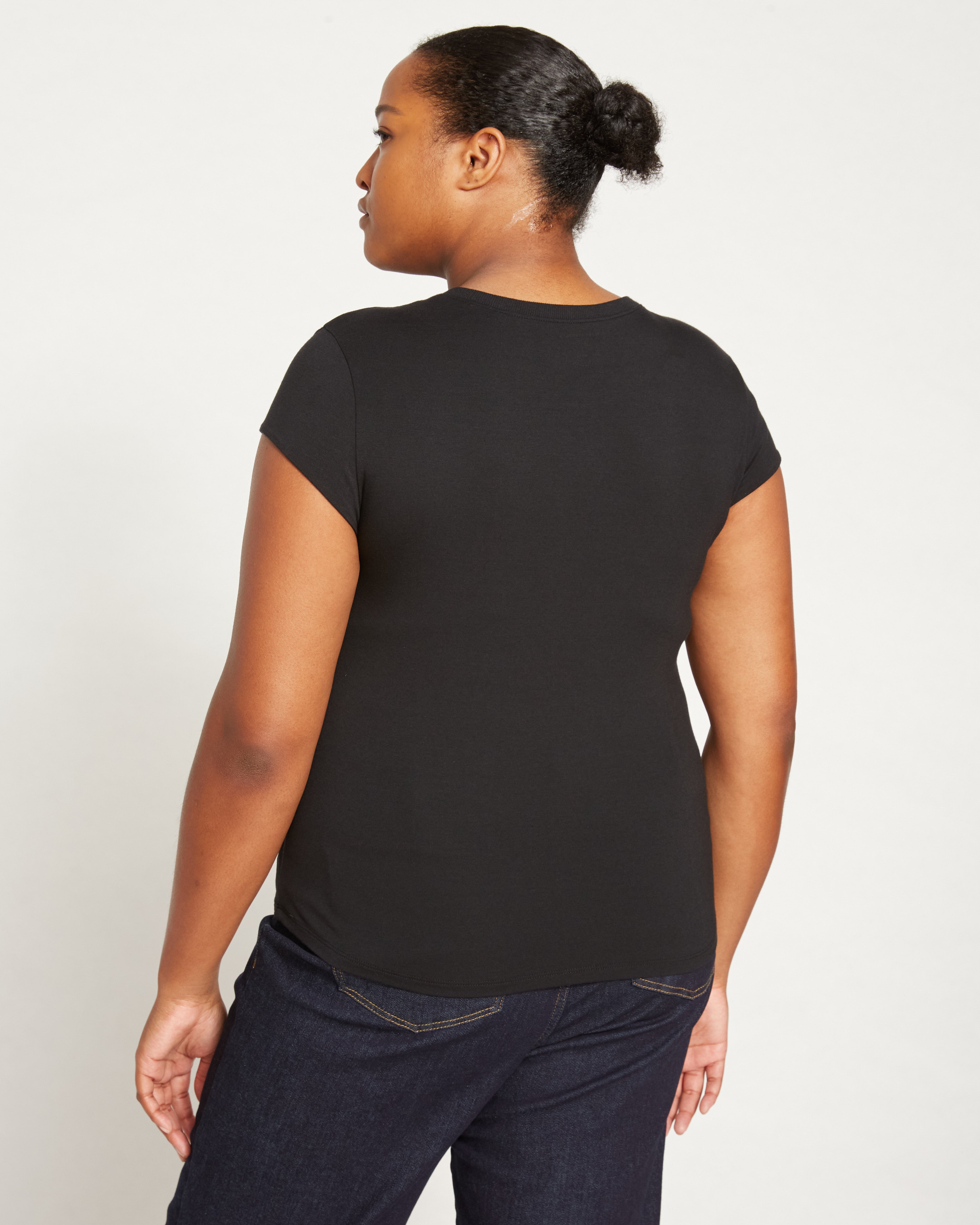 Ashley Cap Sleeve Tee - Black