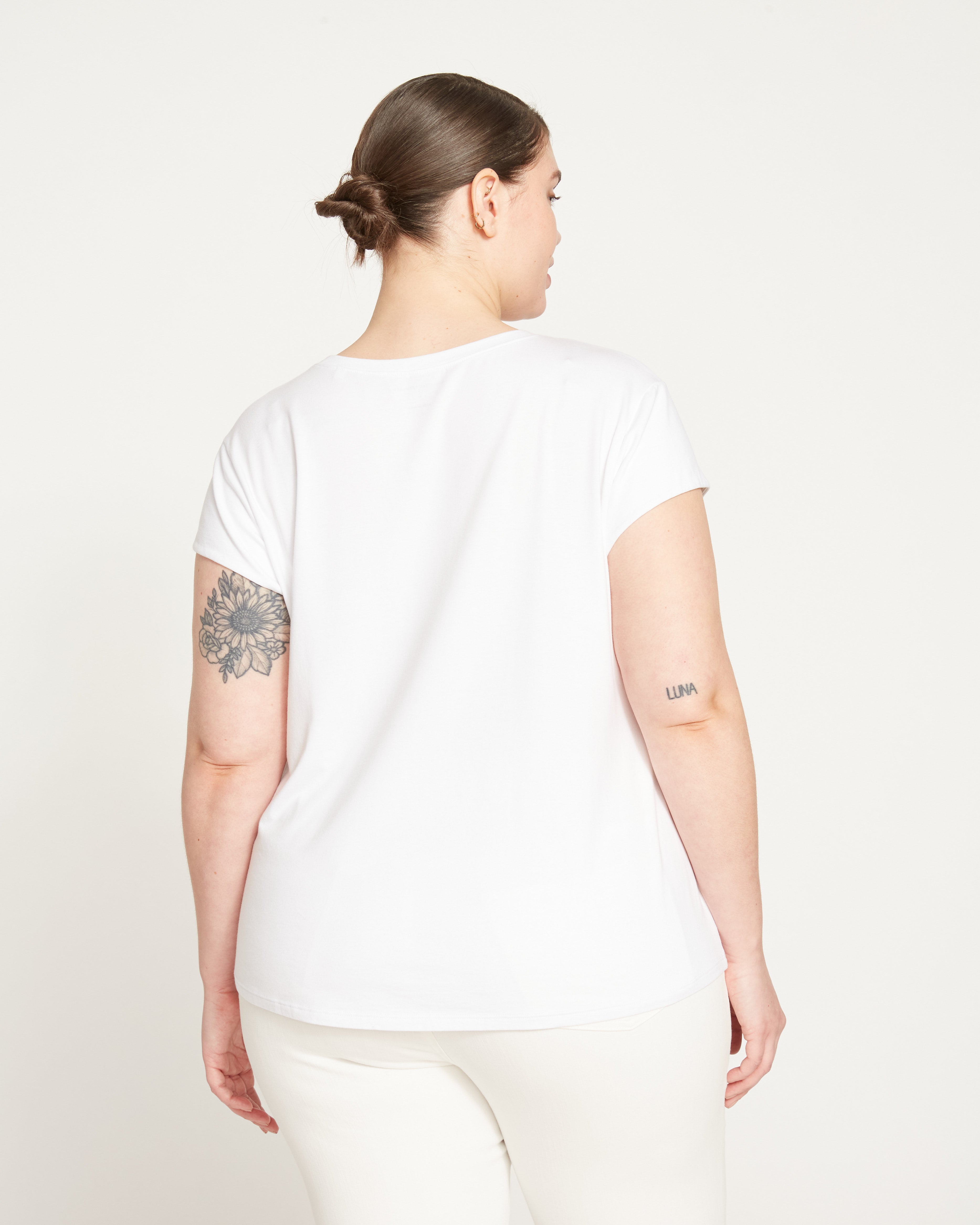 Ashley Cap Sleeve Tee - White