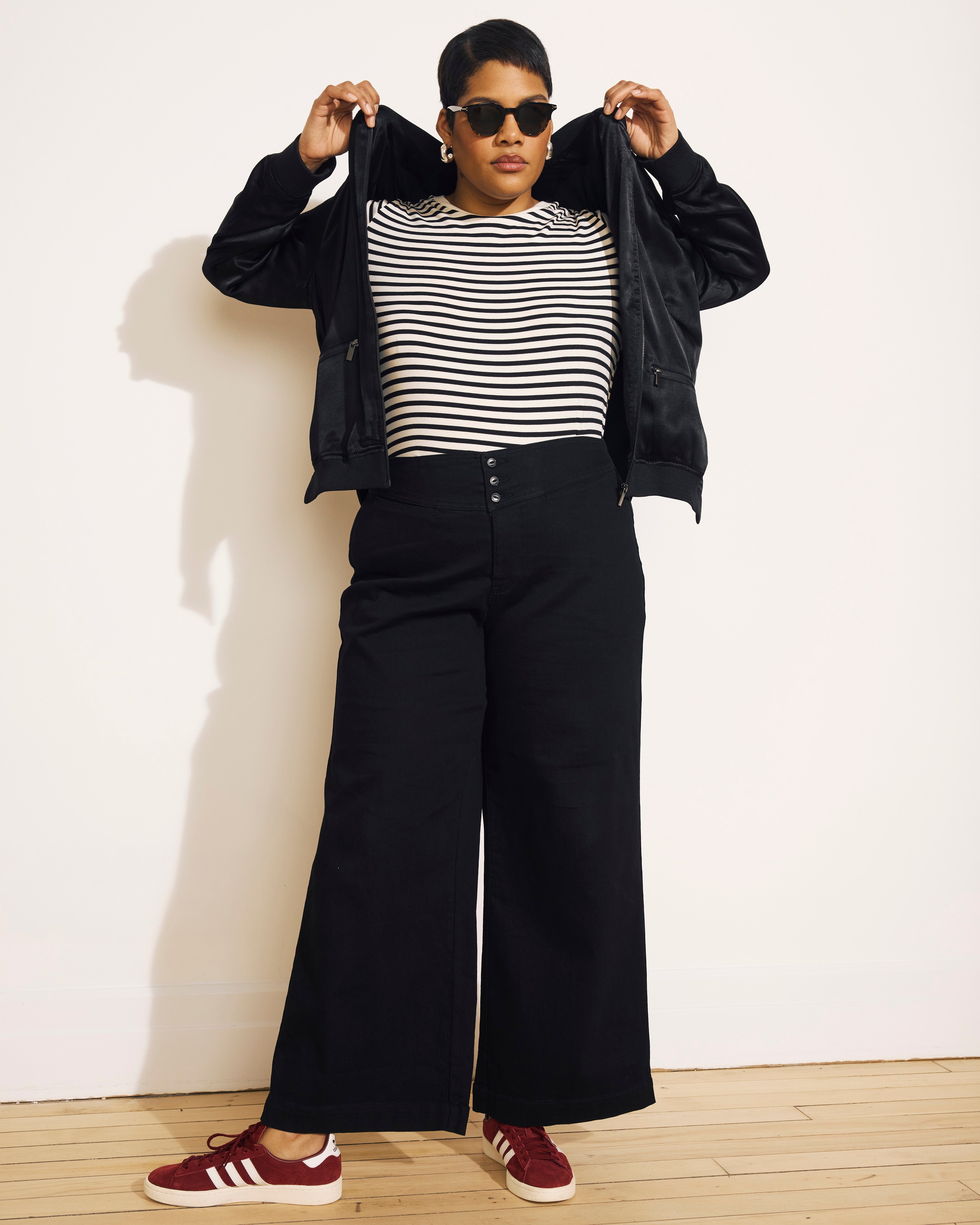 Satin Bomber Jacket - Black