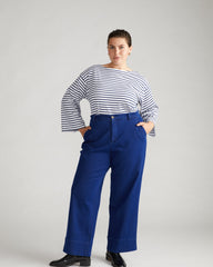 Montauk Breton Stripe Bell Sleeve Top - White/Cenote Stripe