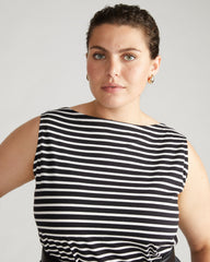 Noyack Breton Stripe Boatneck Tank - Black/White Stripe