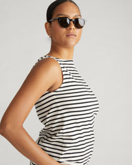 Noyack Breton Stripe Boatneck Tank - Ecru/Black Stripe