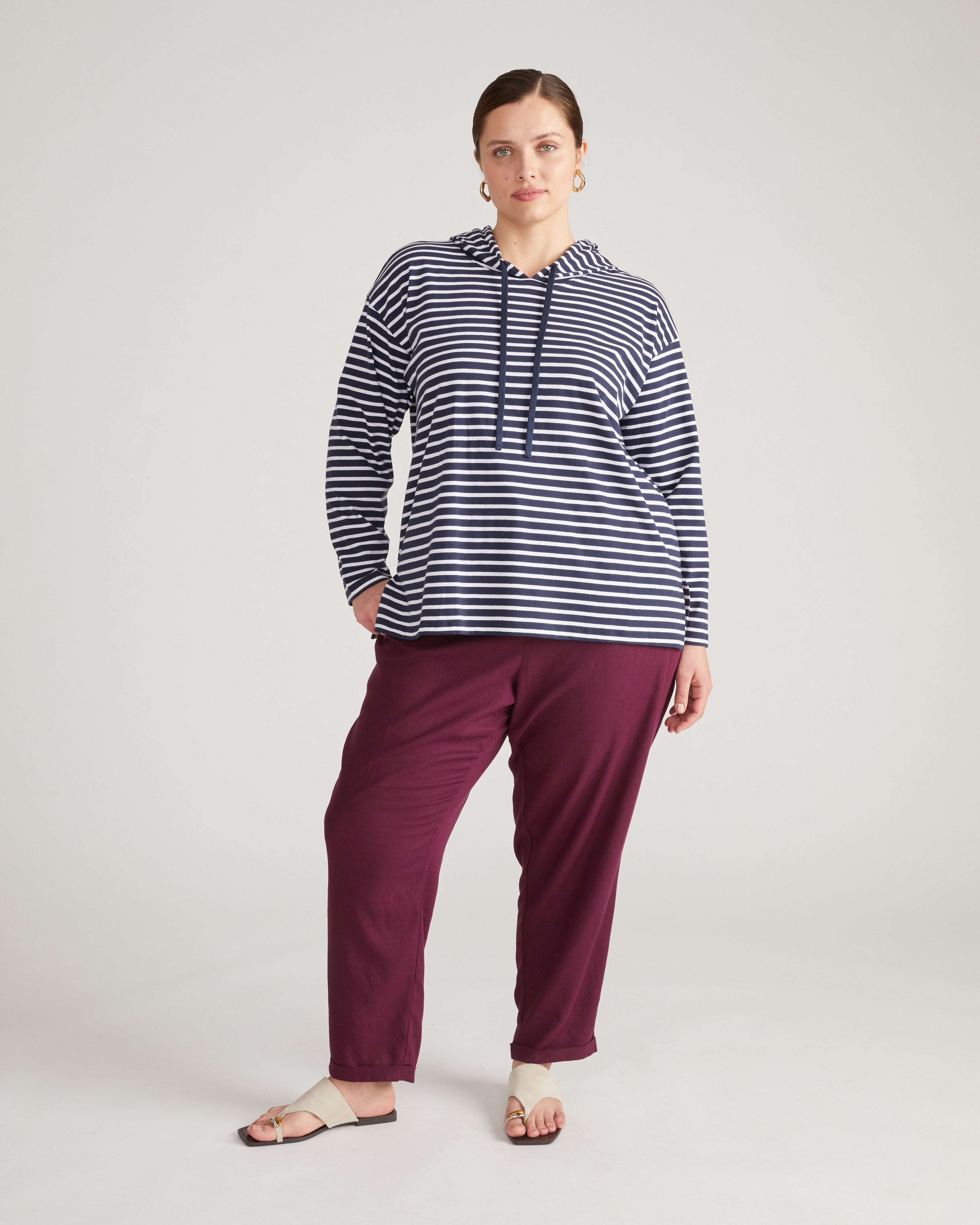 Baja Breton Stripe Hoodie - Navy/White Stripe