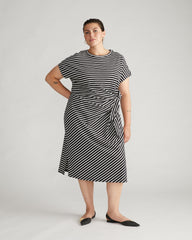 Crescent Breton Stripe Knot Dress - Black/White Stripe