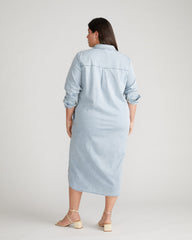 Odeon Stretch Cotton Chambray Shirtdress - Heritage Blue