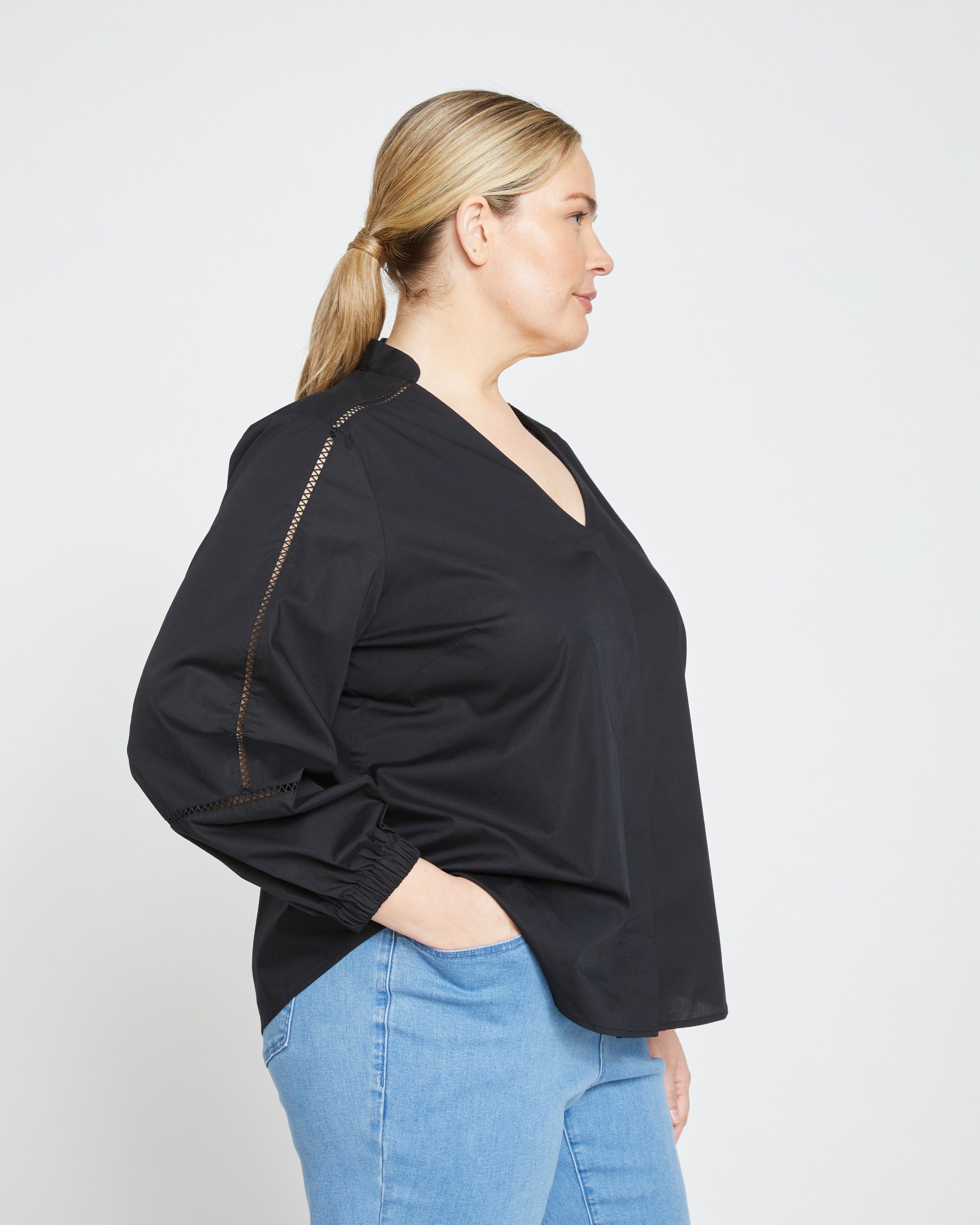 Saint-Honore Poplin Blouse - Black