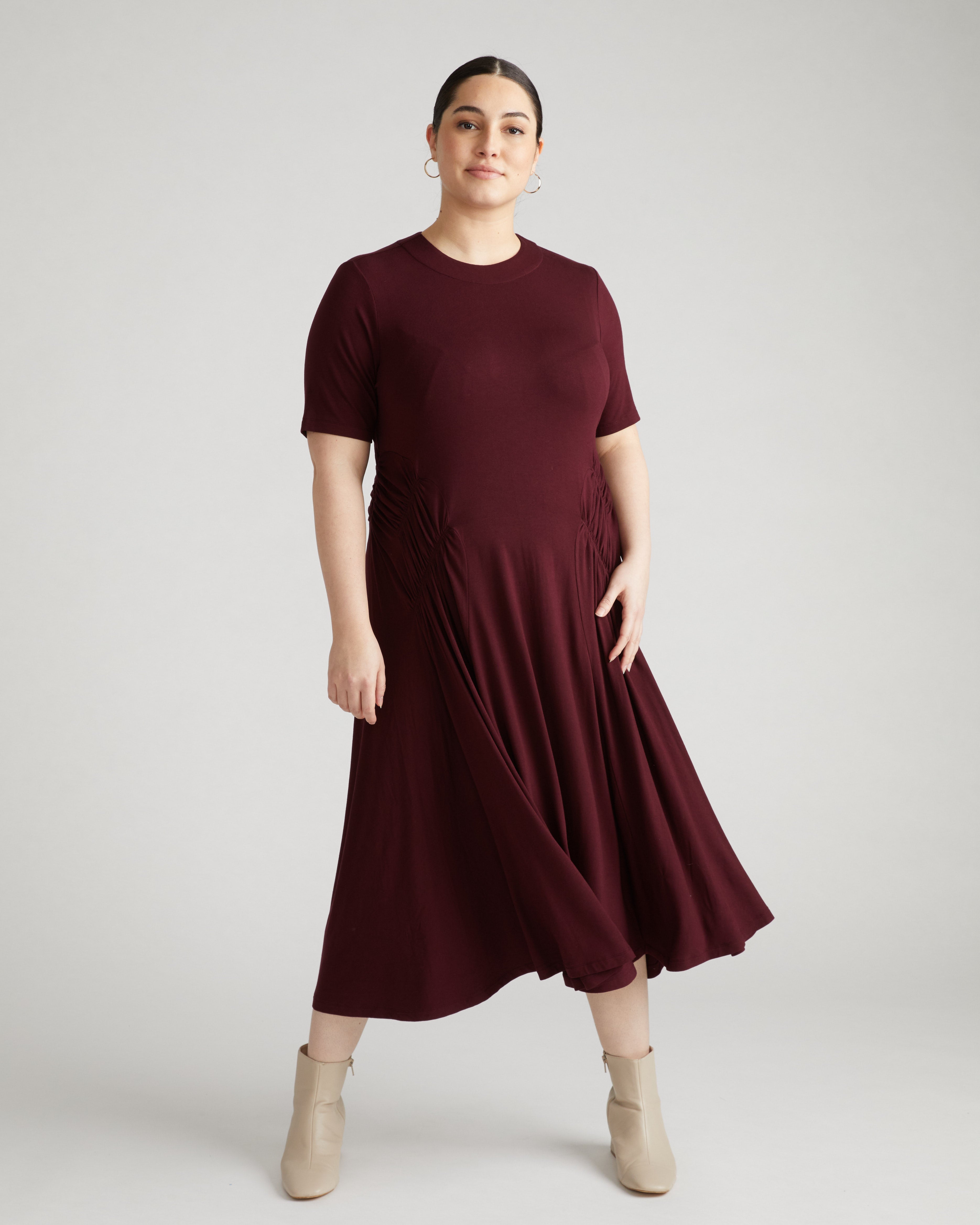 Devi Liquid Jersey Dress - Black Cherry