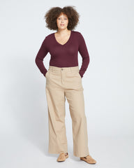 Foundation Long Sleeve V-Neck Tee - Black Cherry