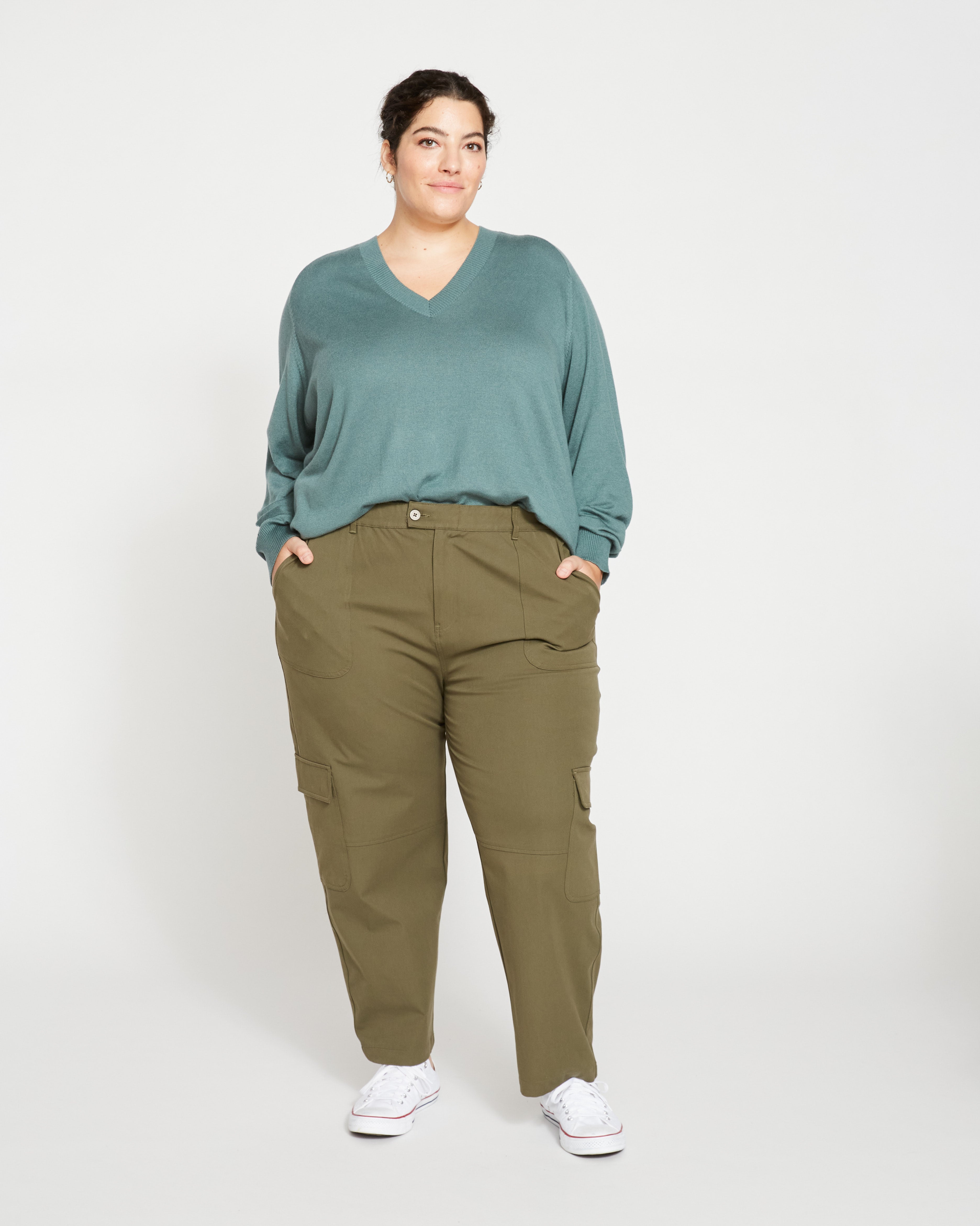 Karlee Stretch Cotton Twill Cargo Pants - Ivy