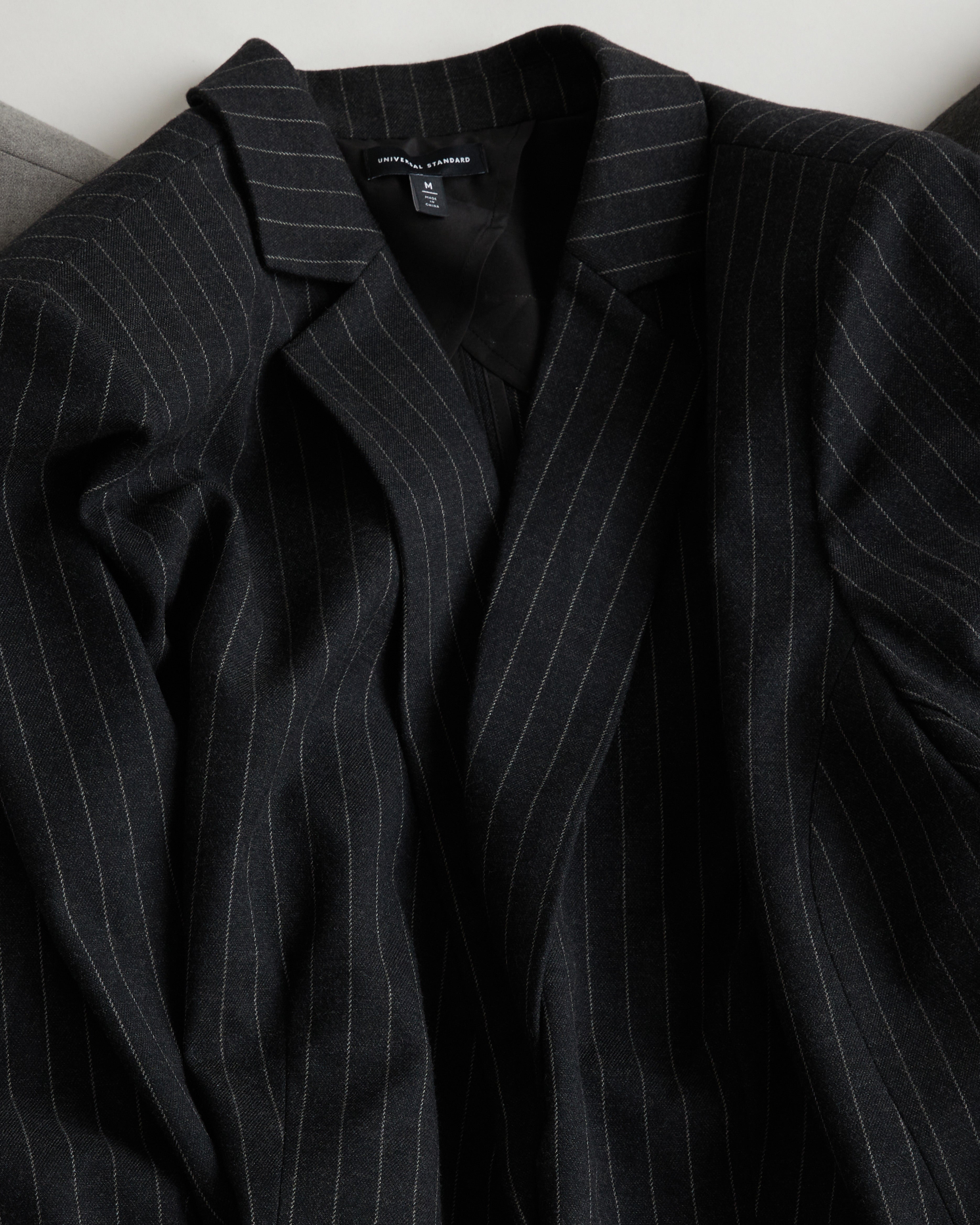 Lennox Collarless Ponte Blazer - Slate Pinstripe