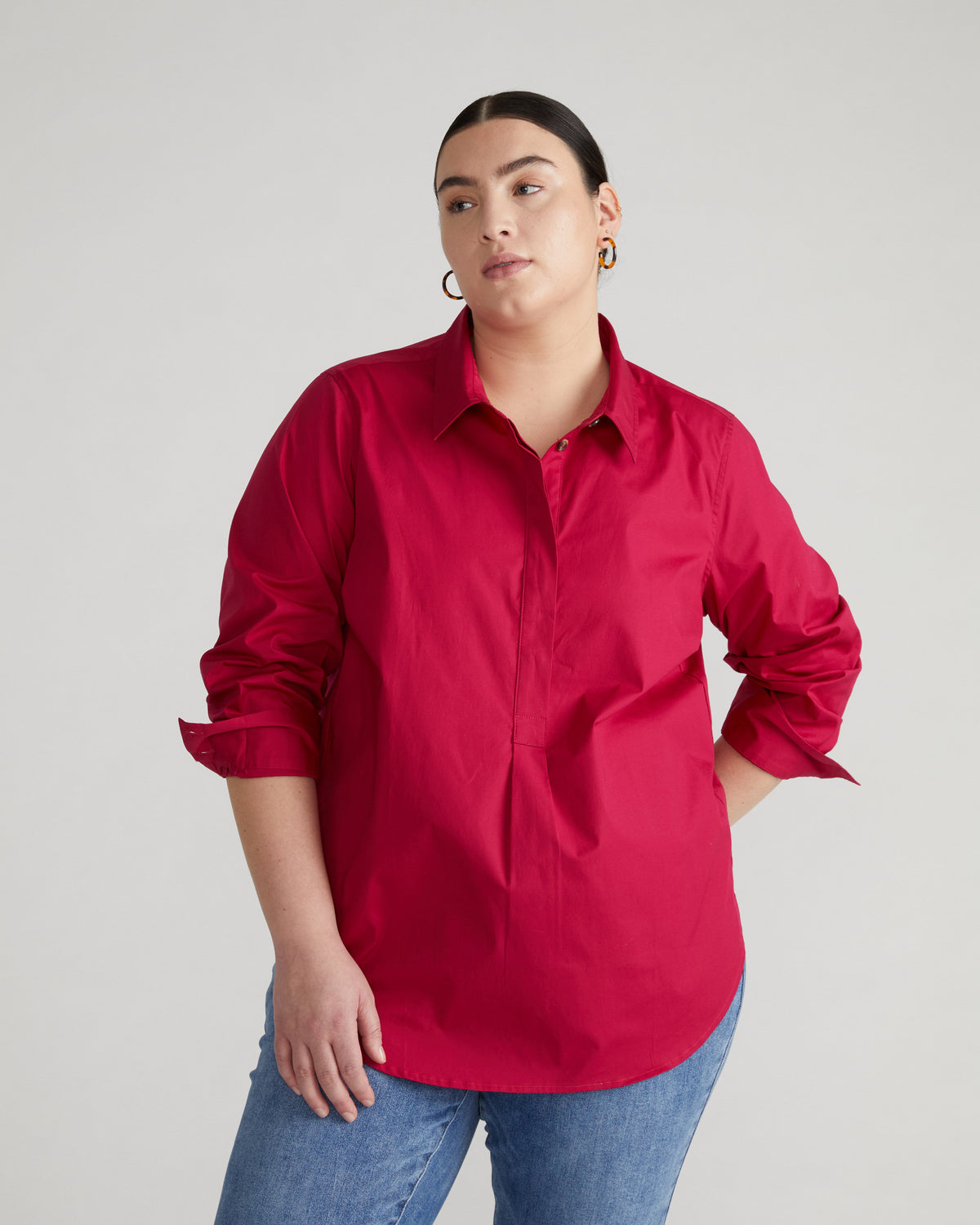 Elbe Popover Stretch Poplin Shirt Classic Fit - Cerise