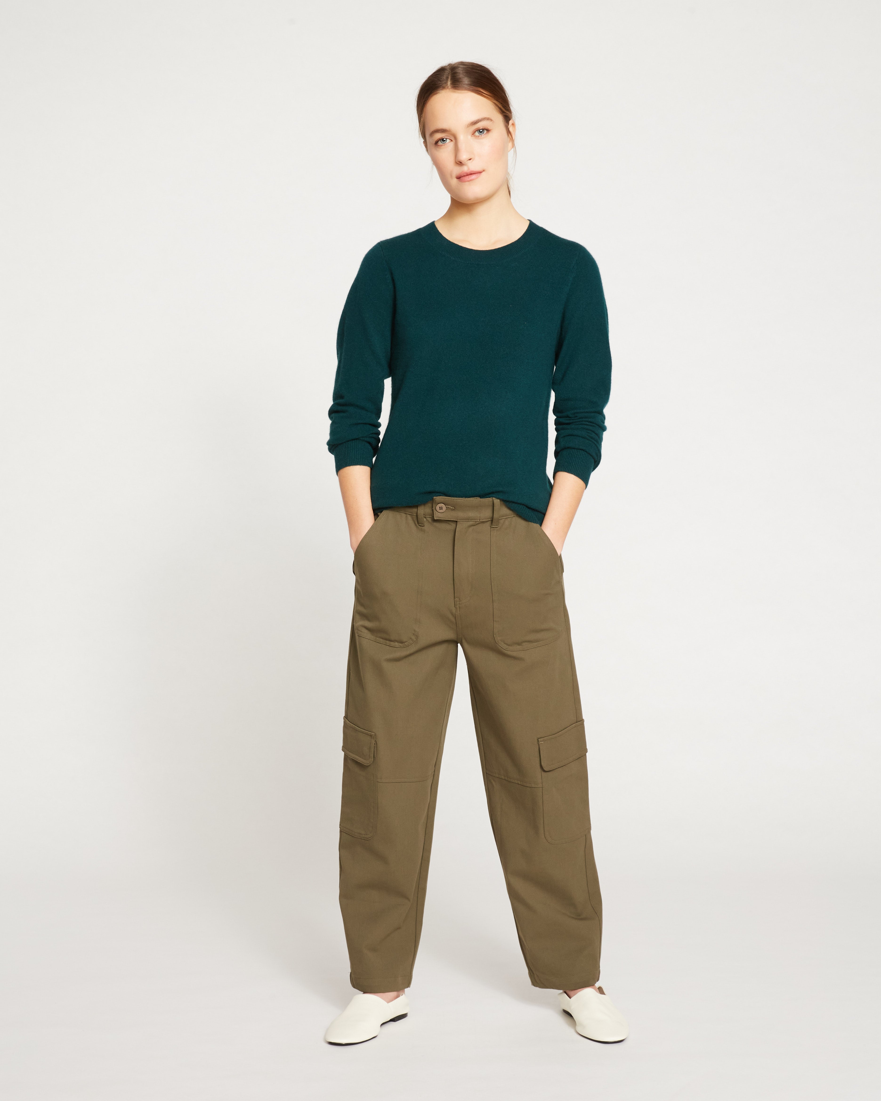 Karlee Stretch Cotton Twill Cargo Pants - Ivy