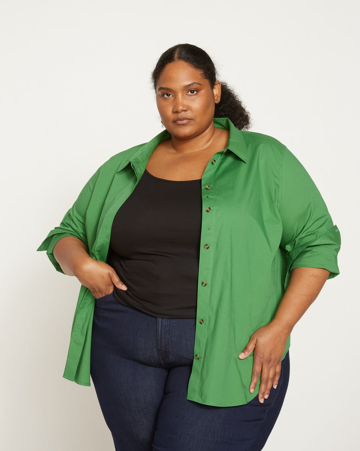 Elbe Stretch Poplin Shirt Classic Fit - Kelly Green