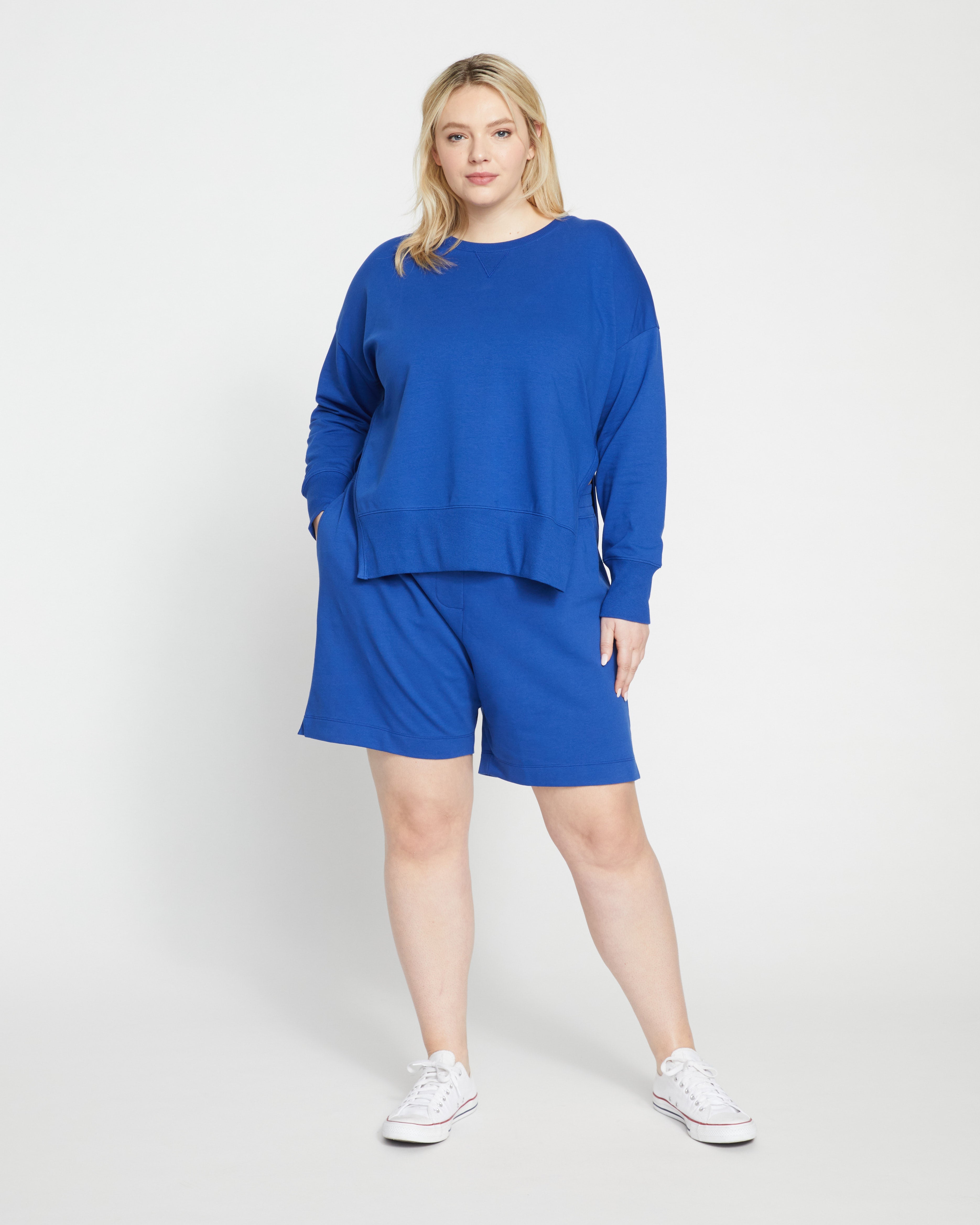 Fiona Side Slit Sweatshirt - Lapis