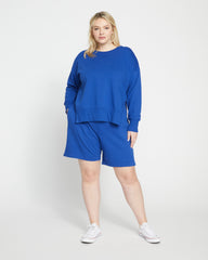 Fiona Side Slit Sweatshirt - Lapis