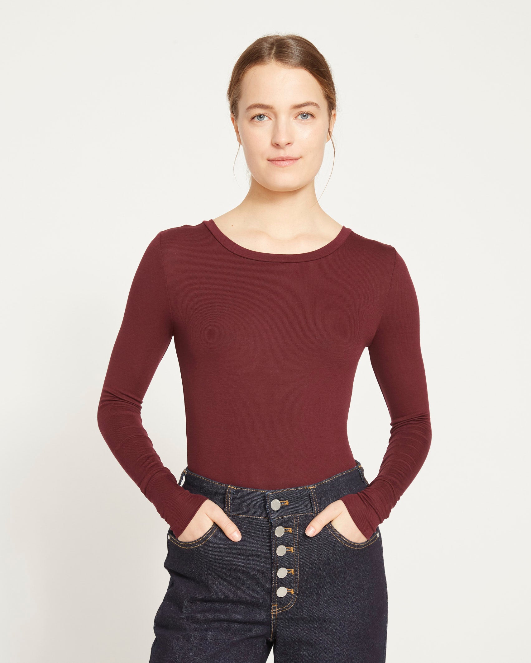 Foundation Long Sleeve Crew Neck Tee - Black Cherry