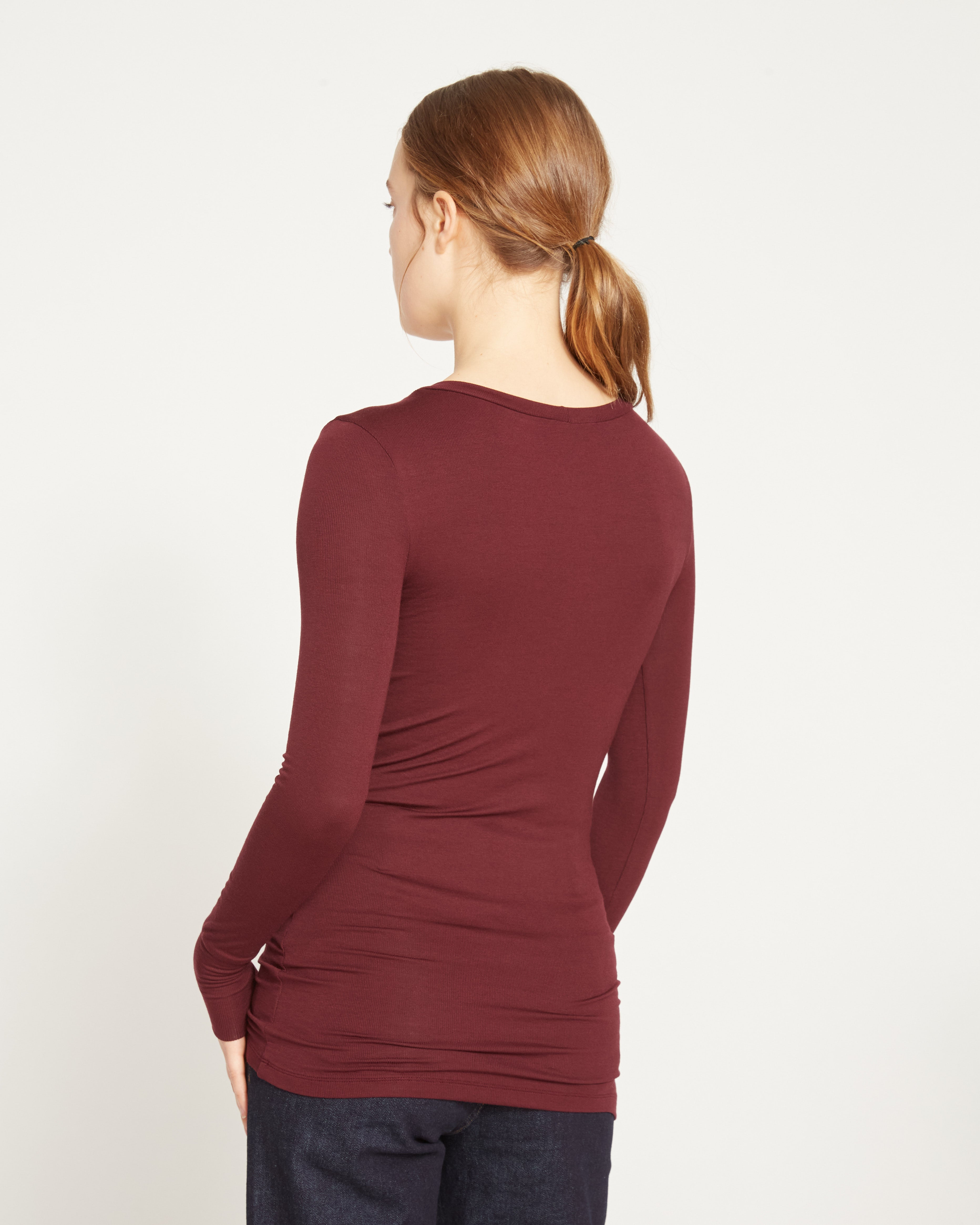 Foundation Long Sleeve Crew Neck Tee - Black Cherry