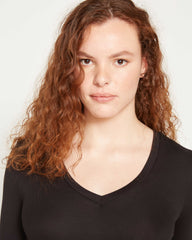 Foundation Long Sleeve V-Neck Tee - Black