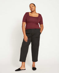 Foundation Short Sleeve Square Neck Tee - Black Cherry