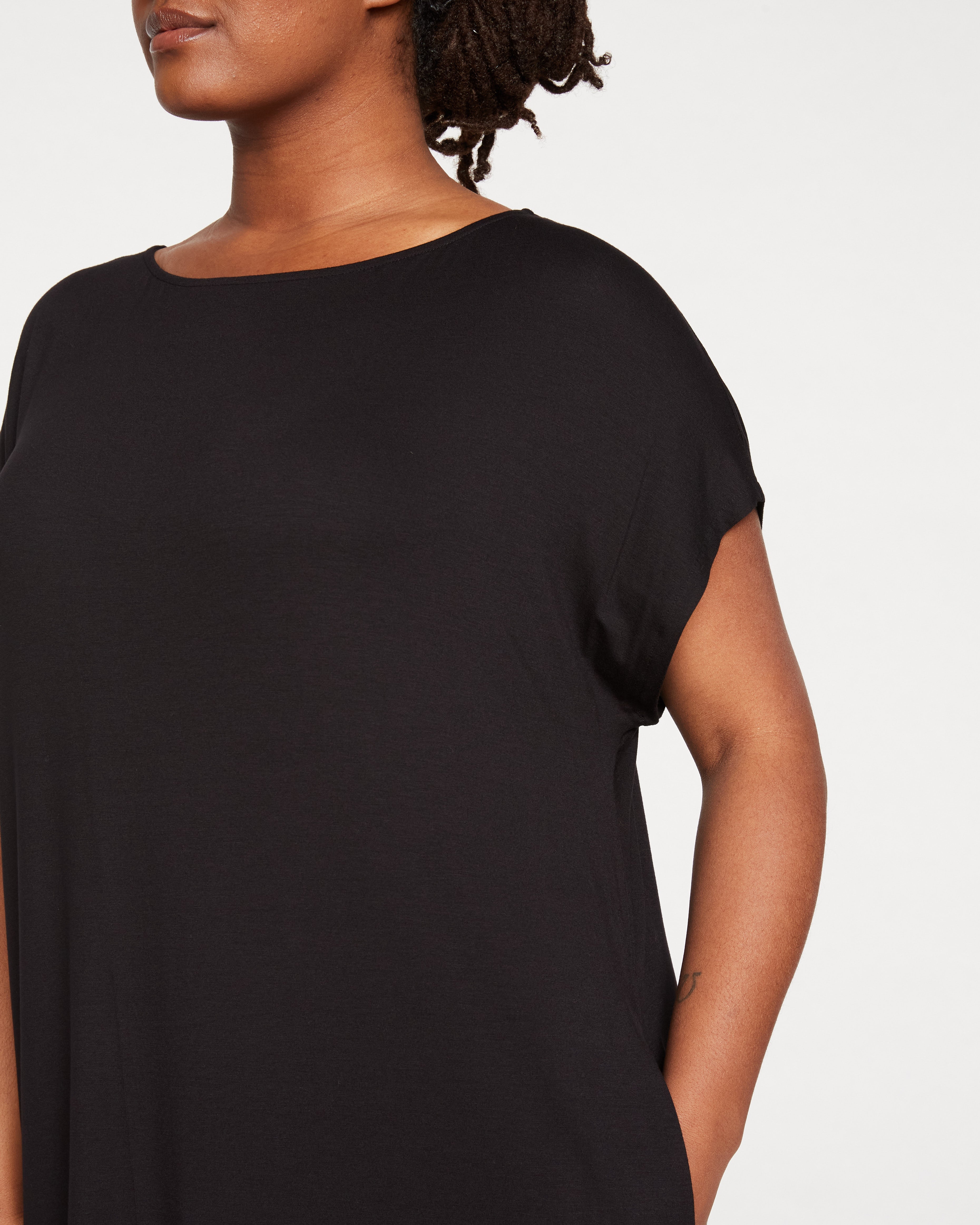 Helen Liquid Jersey Shift Dress - Black