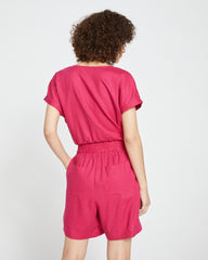 Juniper Linen Easy Pull-On Shorts - Cerise
