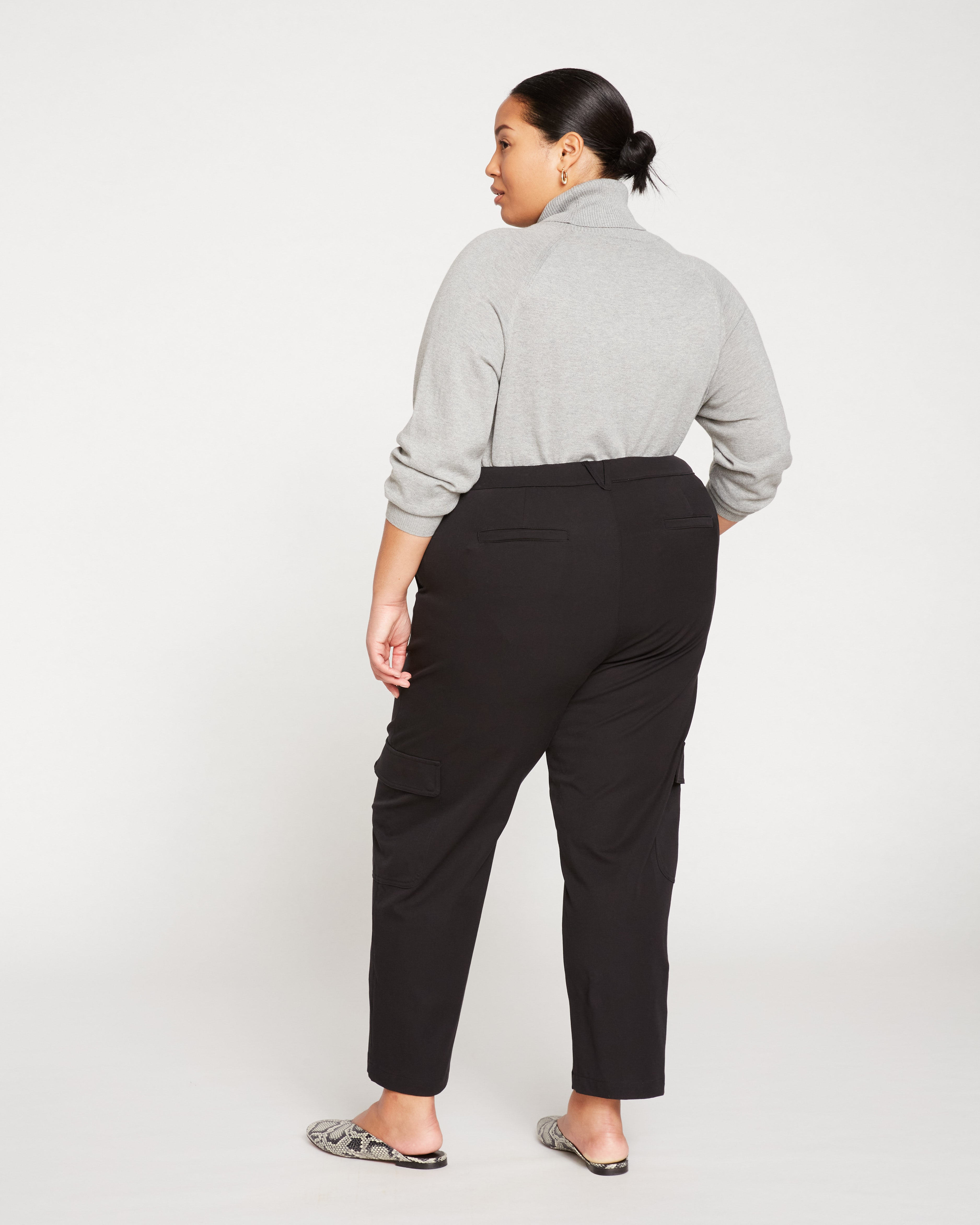 Karlee Stretch Cotton Twill Cargo Pants - Black