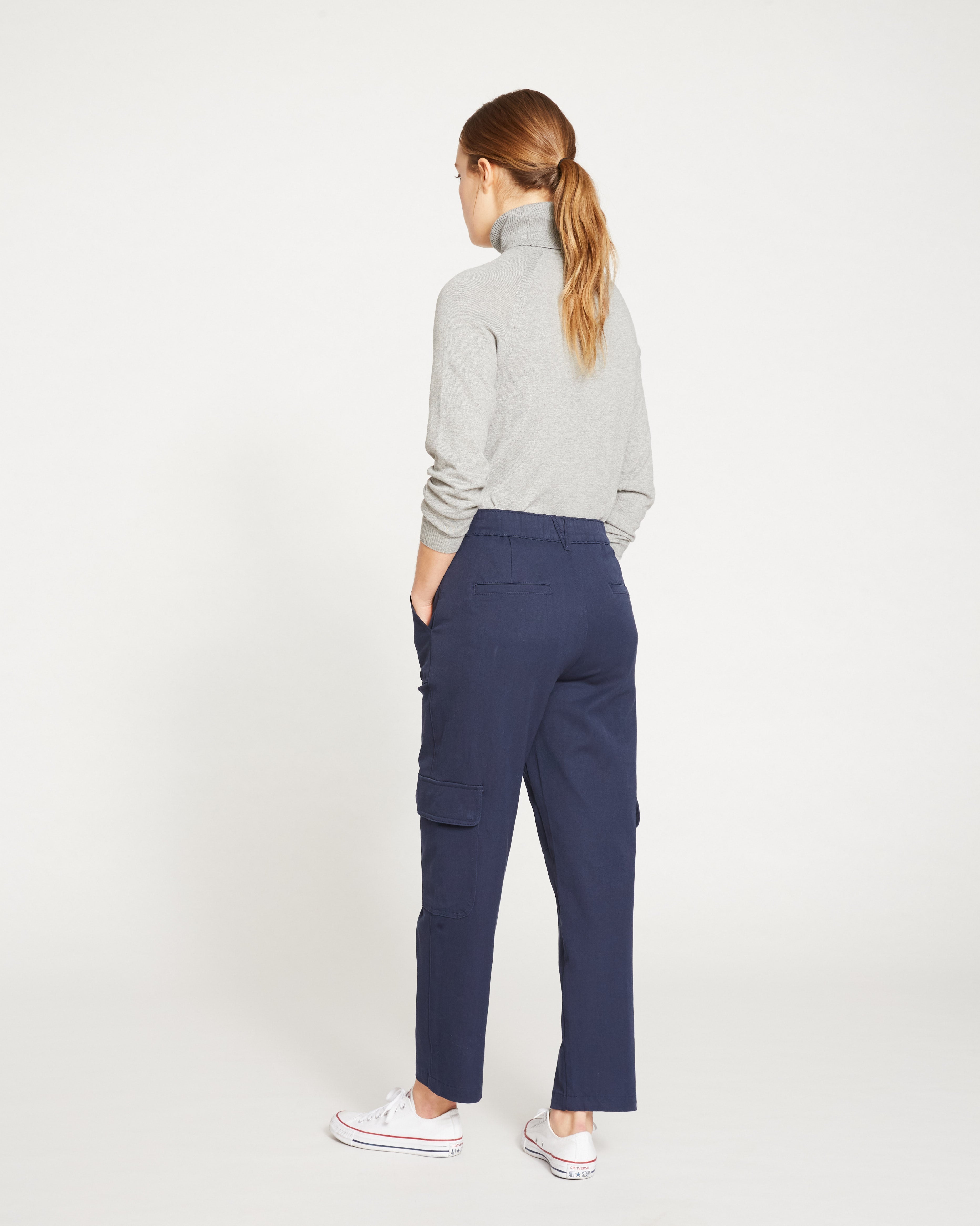 Karlee Stretch Cotton Twill Cargo Pants - Navy