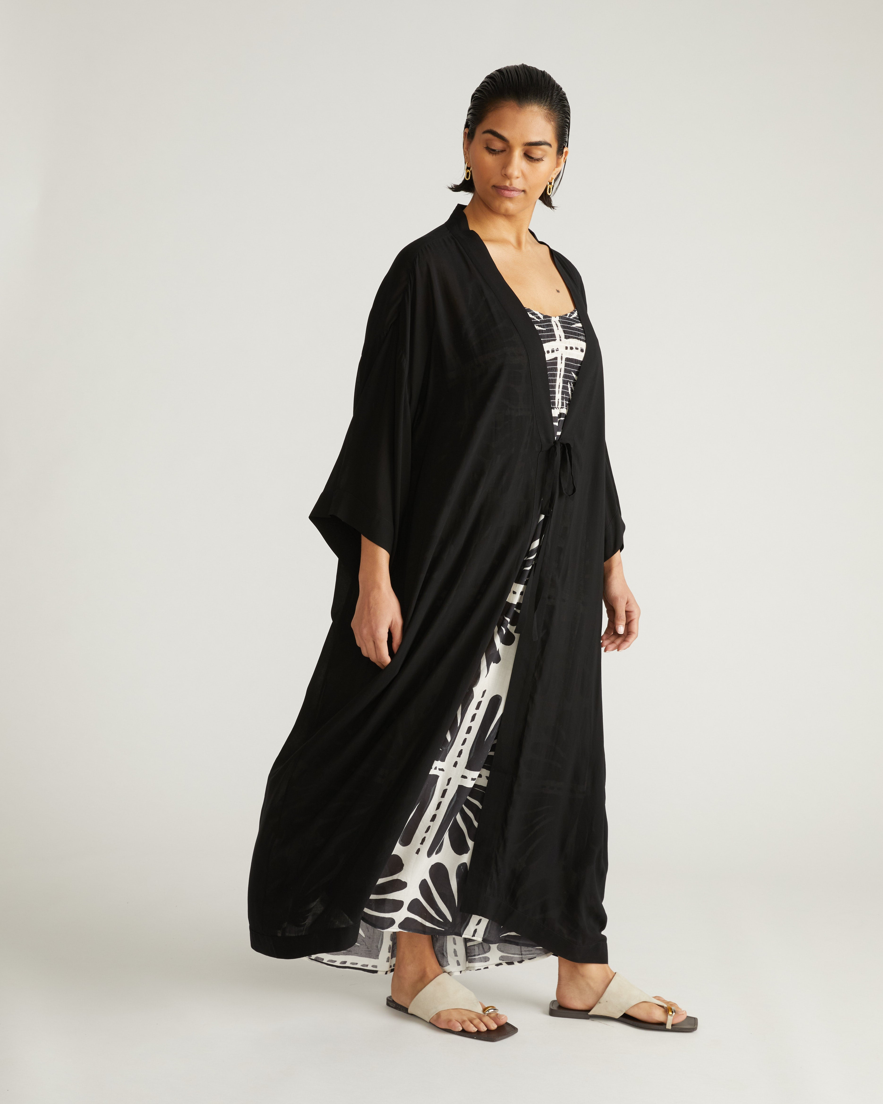 Kiani Voile Robe - Black