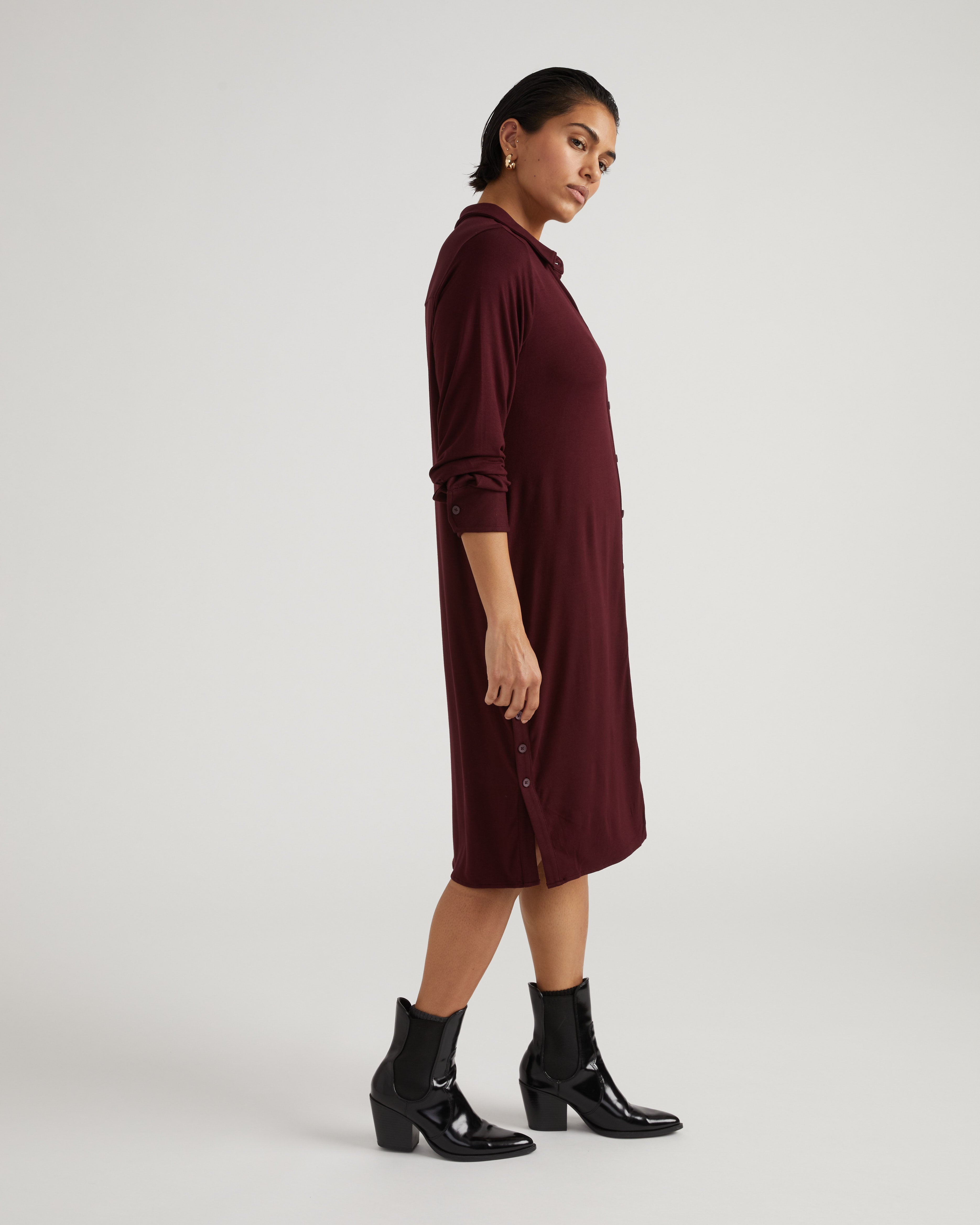 Marcie Liquid Jersey Dress - Black Cherry
