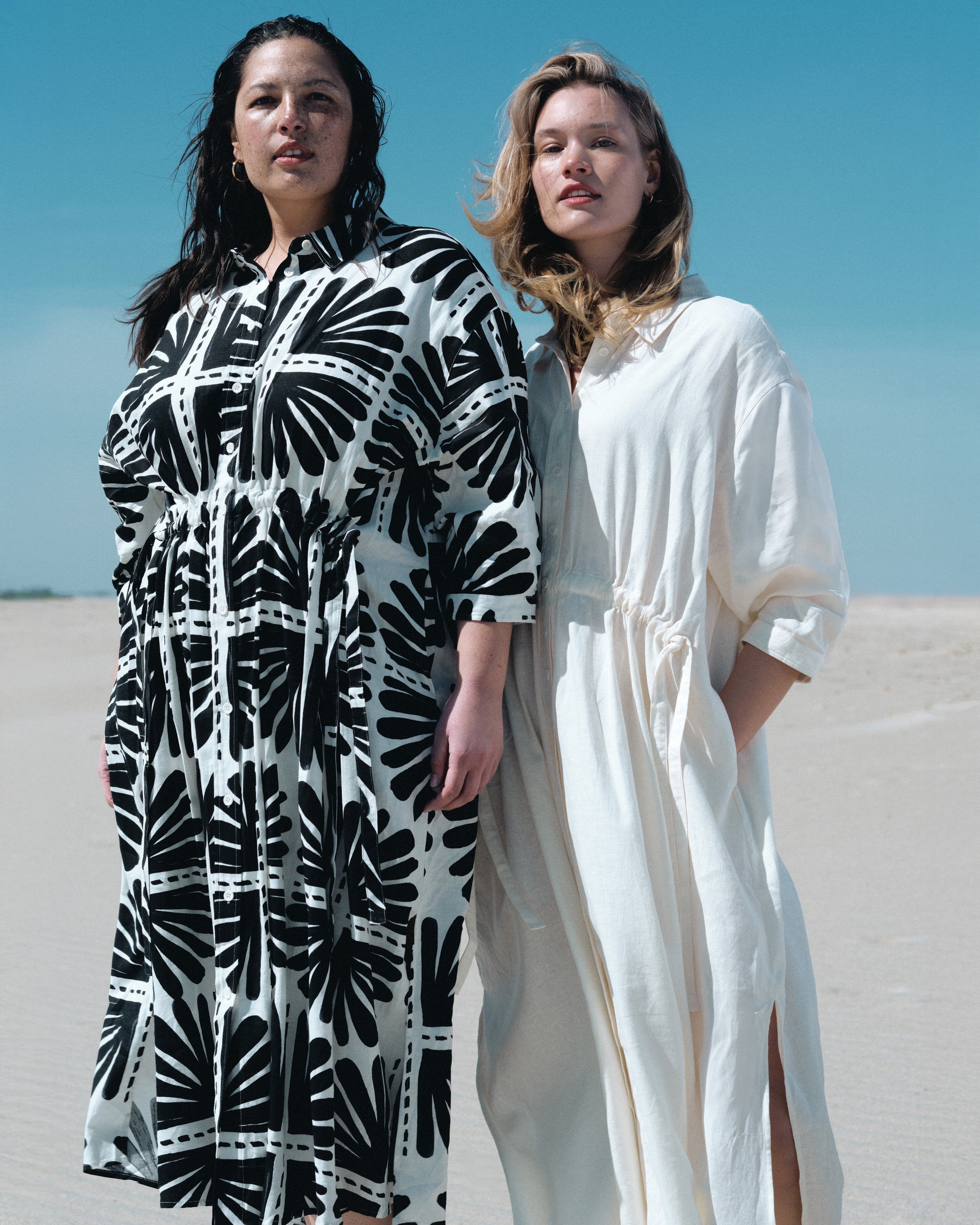 Paros Drawstring Linen Shirtdress - White