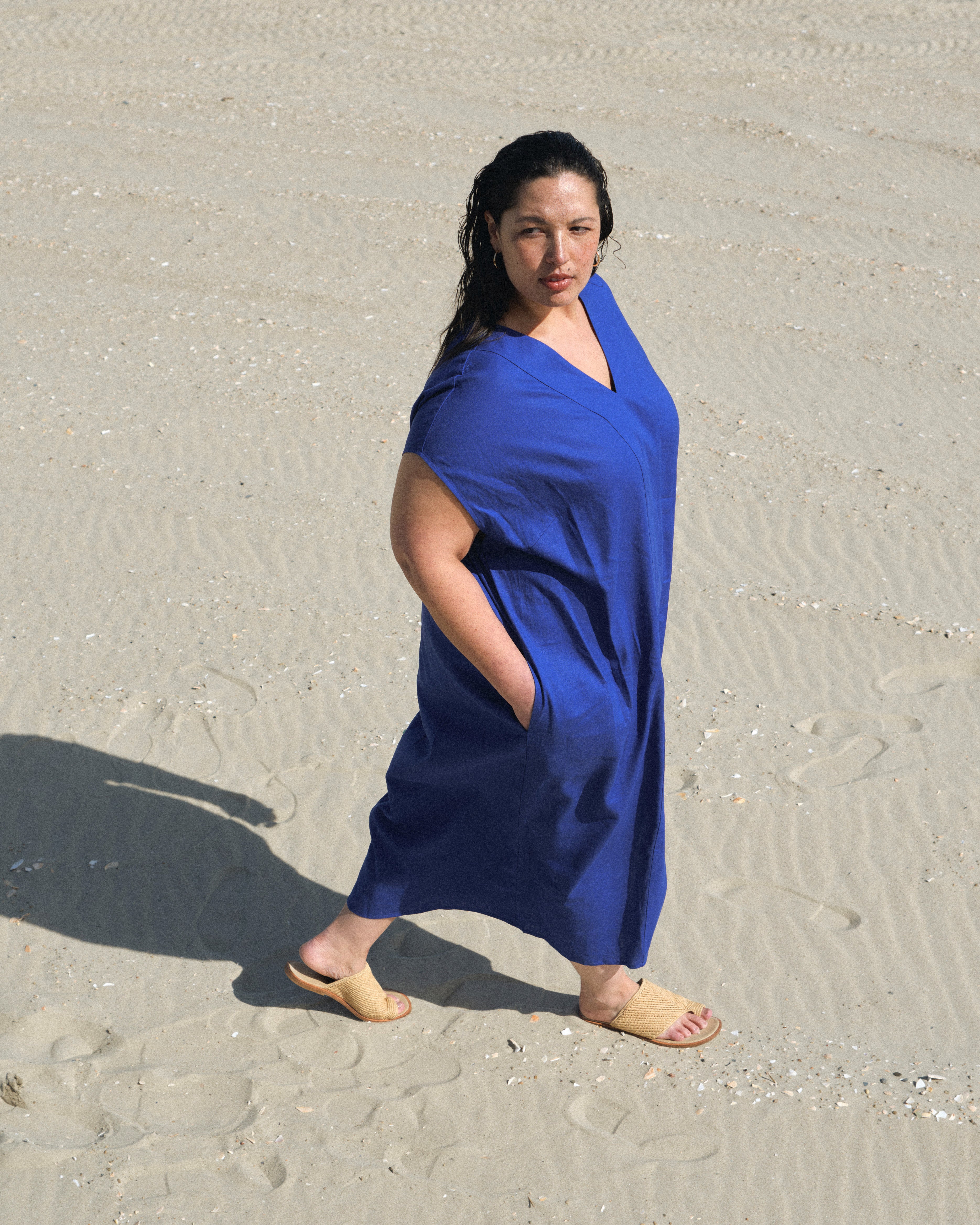 Cabana Linen Kaftan - Ultramarine