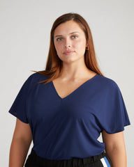 Lansbury Crepe Jersey Blouse - Brilliant Navy