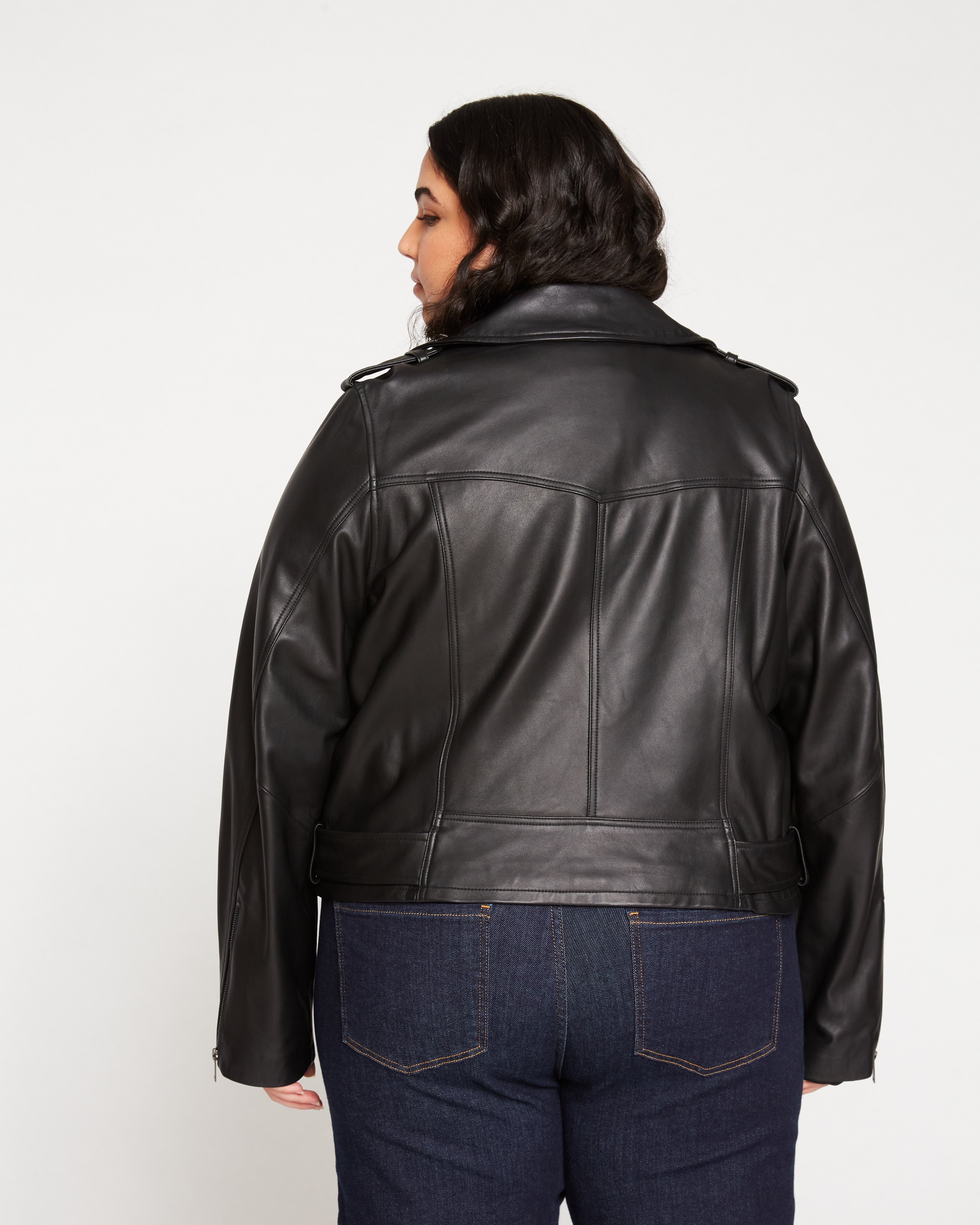 Leeron Leather Moto Jacket - Black