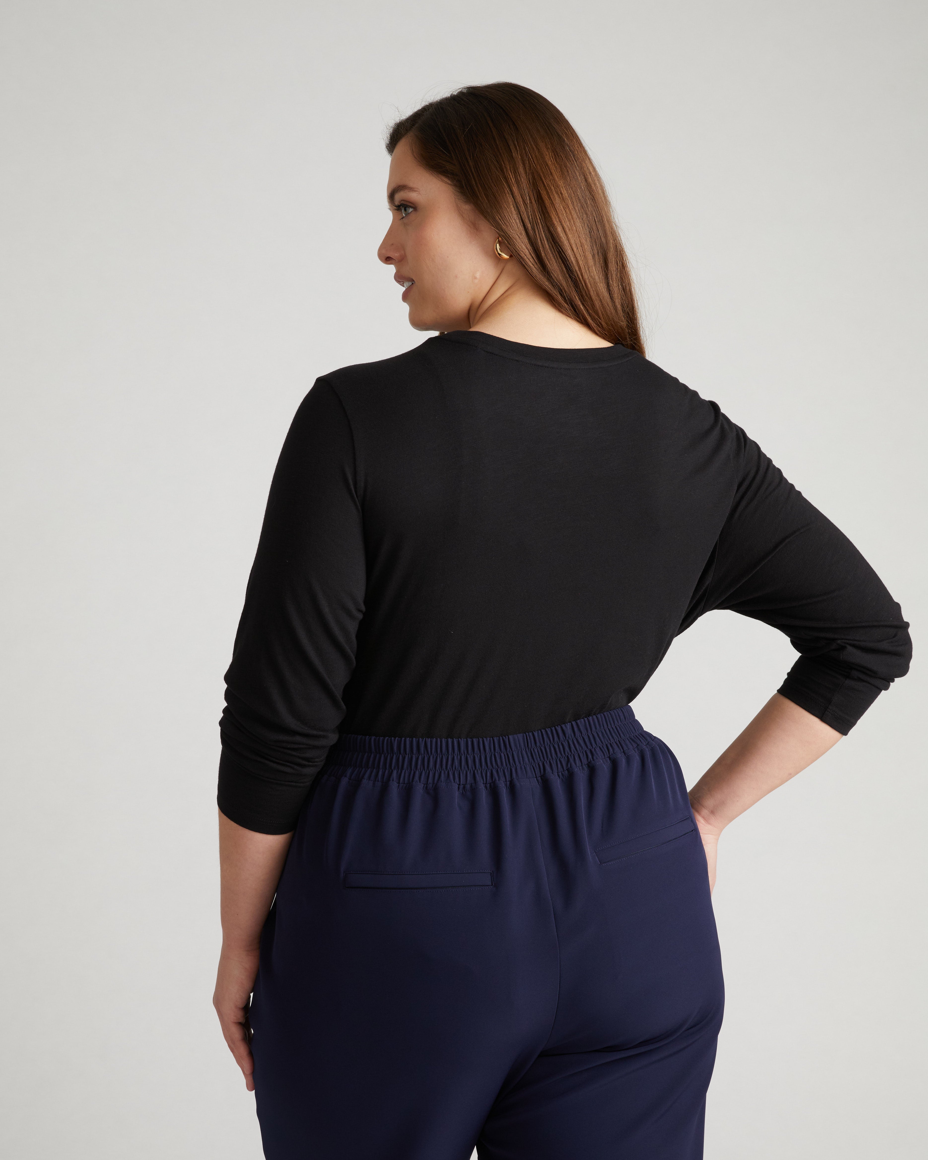 Light-As-Air Long Sleeve Crew Neck Tee - Black