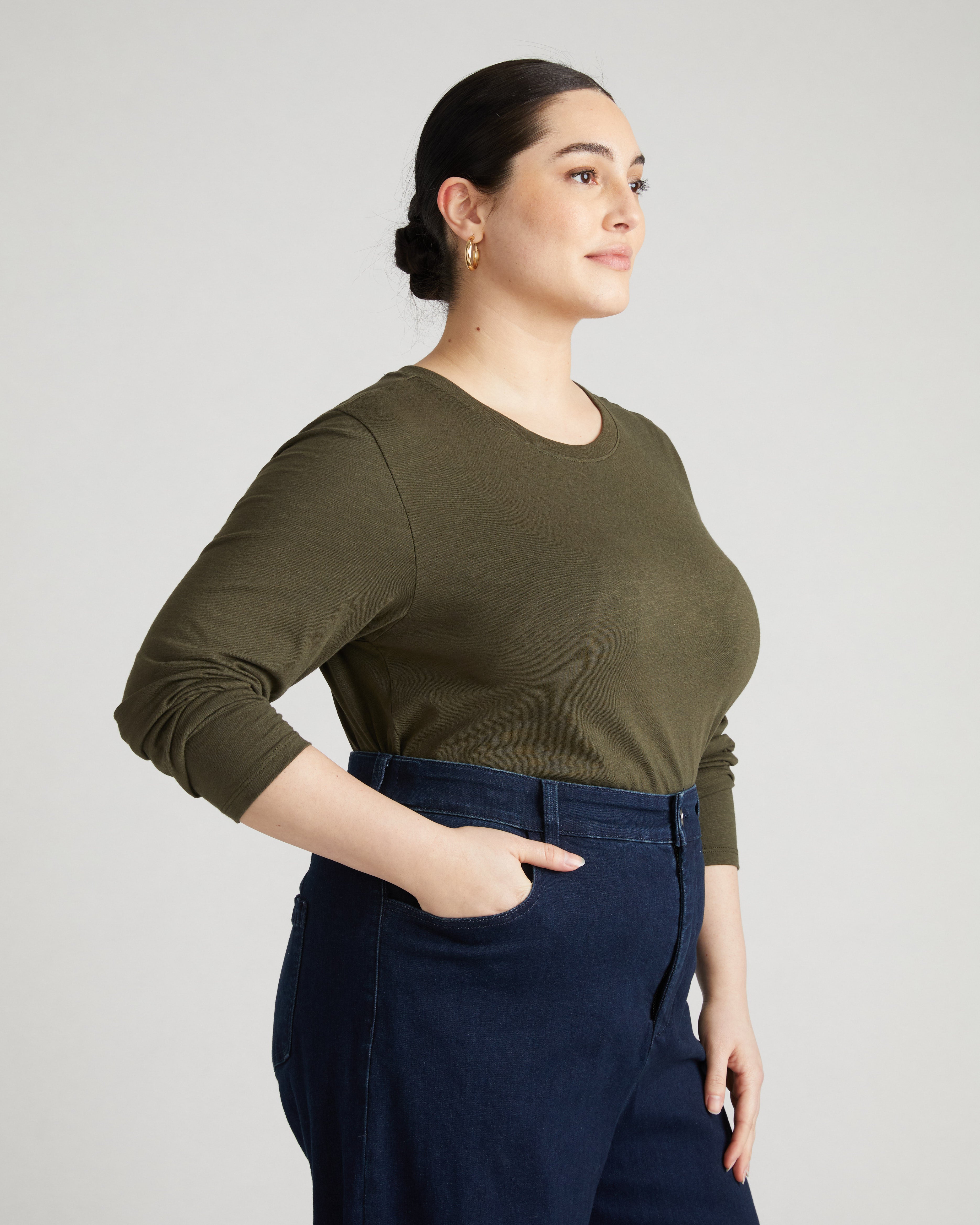 Light-As-Air Long Sleeve Crew Neck Tee - Nori