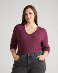 Light-As-Air Long Sleeve V Neck Tee - Jam