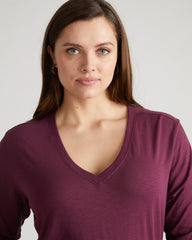 Light-As-Air Long Sleeve V Neck Tee - Jam