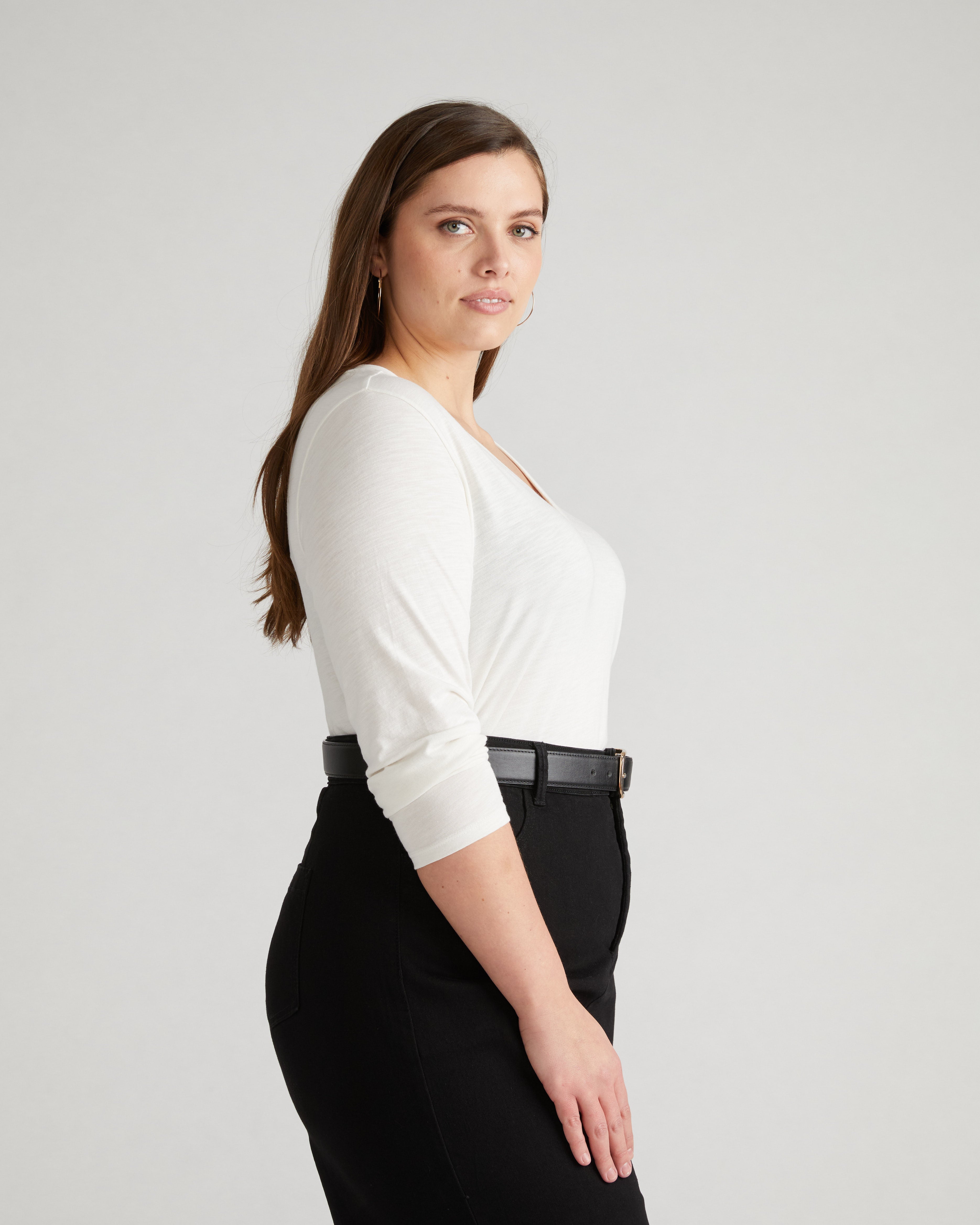 Light-As-Air Long Sleeve V Neck Tee - Vapor